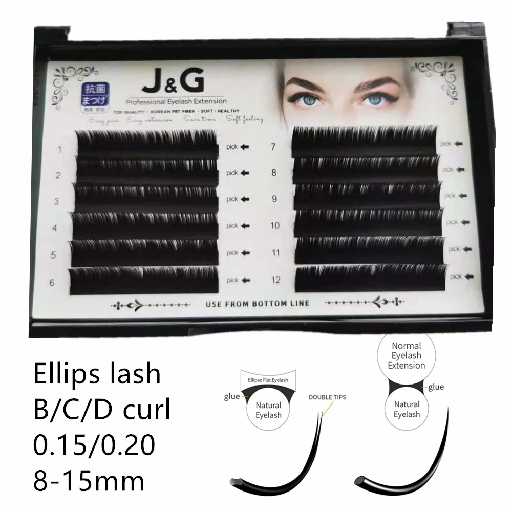 New Matte Flat Eyelash Extensions Wholesale Individual Mink Softer Eyelashes Supplies Ellipse Cashmere Lash Split Tips Volume