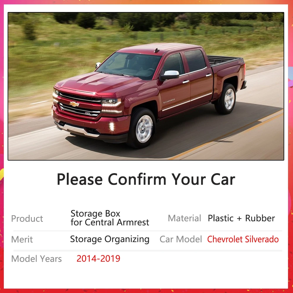 Auto Storage Box Organize Stowing Tyding Center Holder for Chevrolet Silverado 2014 2015 2016 2017 2018 3rd Car Goods Stickers