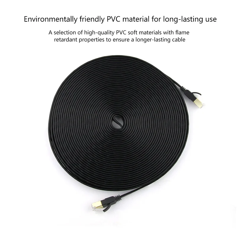 Material PVC Flat Ethernet Cable, Rede Internet Lan, Conector para PC Modem Router, 1 m, 2 m, 3 m, 5 m, 10 m, 15 m, 20 m, 30m