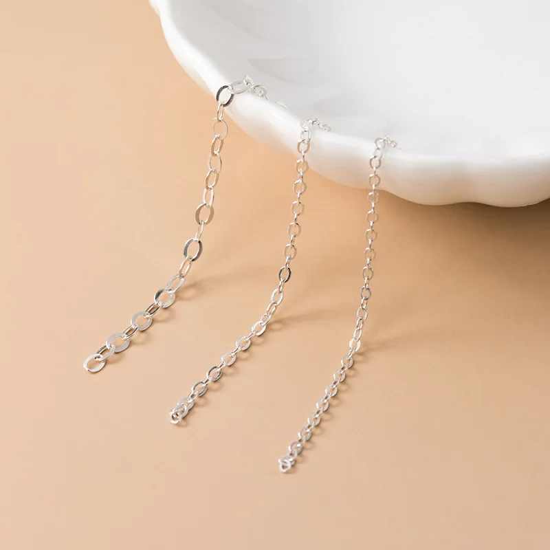 2pcs/lot 925 Sterling Silver Necklace Bulk Chains 50mm Semi-finished S925 Silver Extended Tassel Chains DIY Jewelry Findings
