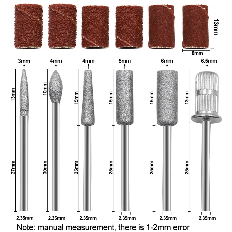 Mini prego elétrico broca set, 12pcs, quartzo, ferramentas abrasivas, brocas elétricas, equipamentos de arte, moagem kit cabeça ferramenta