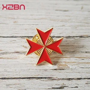 دبابيس طية صدر السترة الماسونية مطلية بالذهب ، الماسونية ، أسود ، أحمر ، صليب فرسان الهيكل ، شارة ماسونية ، سبائك الزنك أعلى 12 مبيعات ماسونية متقاطعة - رقم 8