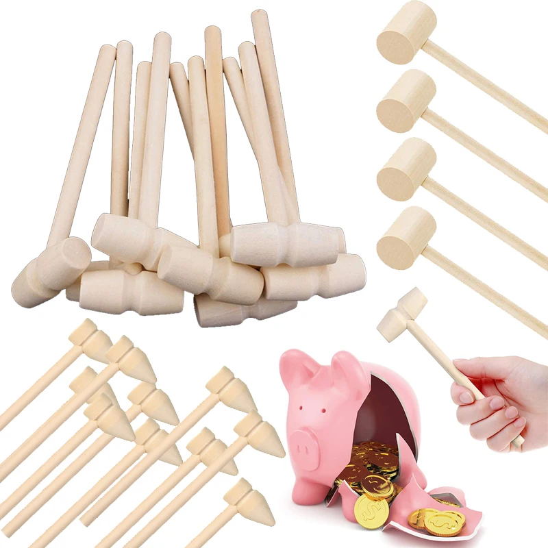 2pcs Mini Wooden Hammers Mallet Pounding Mallet Natural Hardwood Hammers DIY Craft Make Chocolate Crab Lobster Seafood Hammers