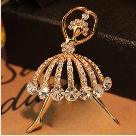 Fashion Temperament Love Ballet Girl Brooch Crystal Brooch Collar Collar Pin Scarf Suit Suit Wild Banquet Brooch Gift Unisex