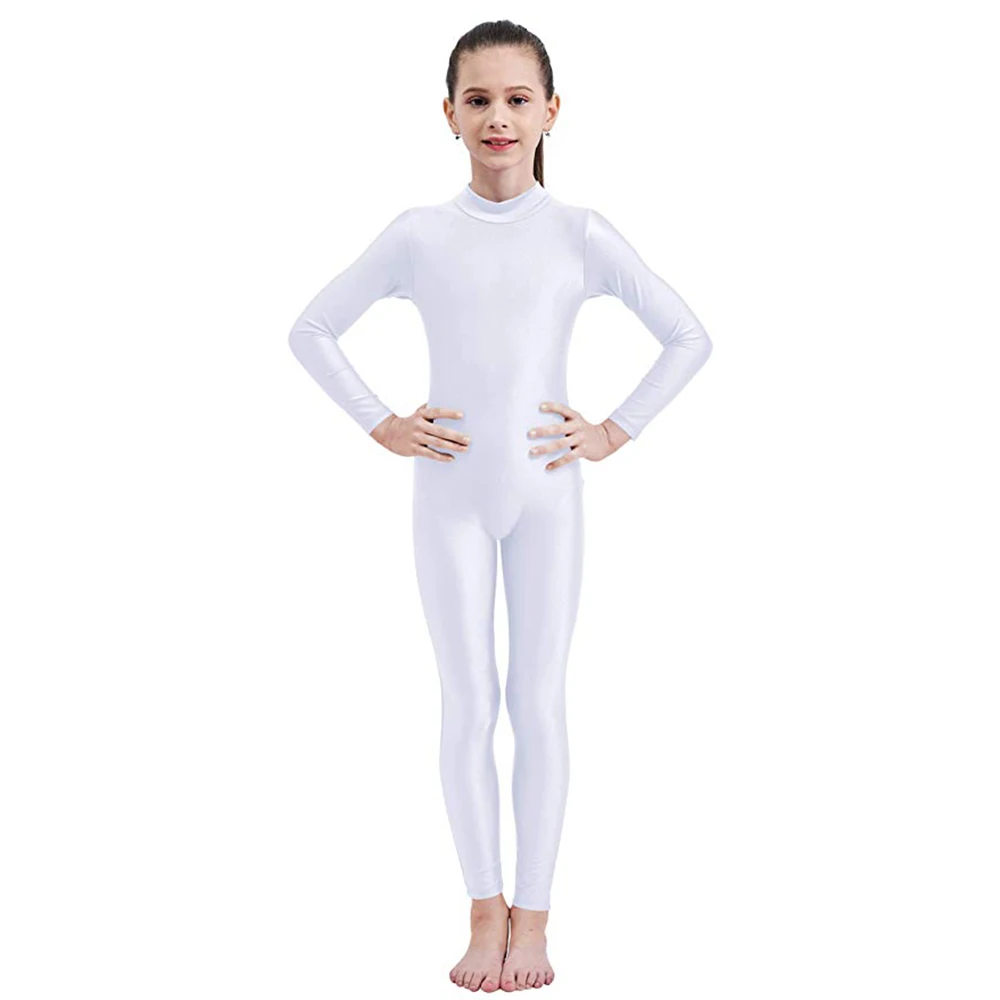 SPEERISE Mädchen Schwarz Langarm Unitard Jungen Bodysuit Spandex Ganzkörper Engen Overall für kinder Dance Kostüme Unitards