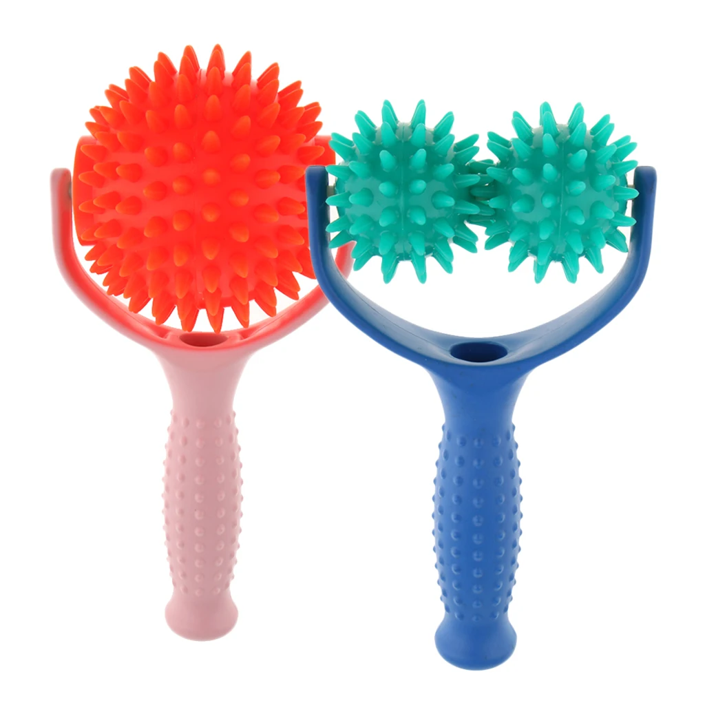 2x Handheld Acupuncture Body Relaxation Spiky Massage Rolling Ball Massager Tool Body Massage Sticks Muscle Roller