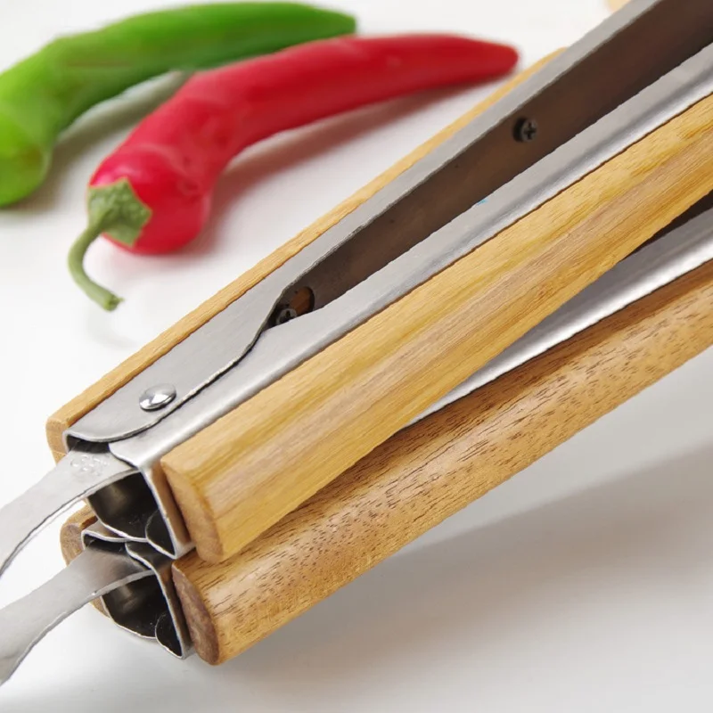 19 Cal klips do żywności ze stali nierdzewnej bardzo duża długi klips do pieczenia drewniany uchwyt uchwyt bambusowy zacisk do grilla akcesoria do pieczenia grilla — zdjęcie 7
