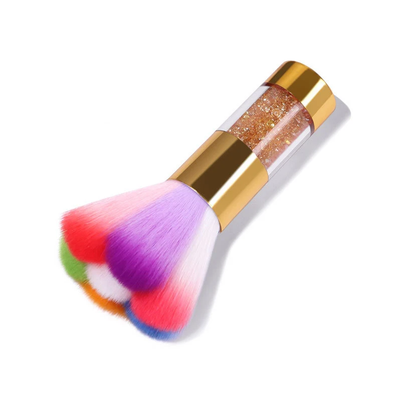 

1pc Rainbow Nail Art Dust Brush Soft Glitter Powder Remover Pen Acrylic Rhinestones Handle Nail Brushes Cleaner Remover Brush