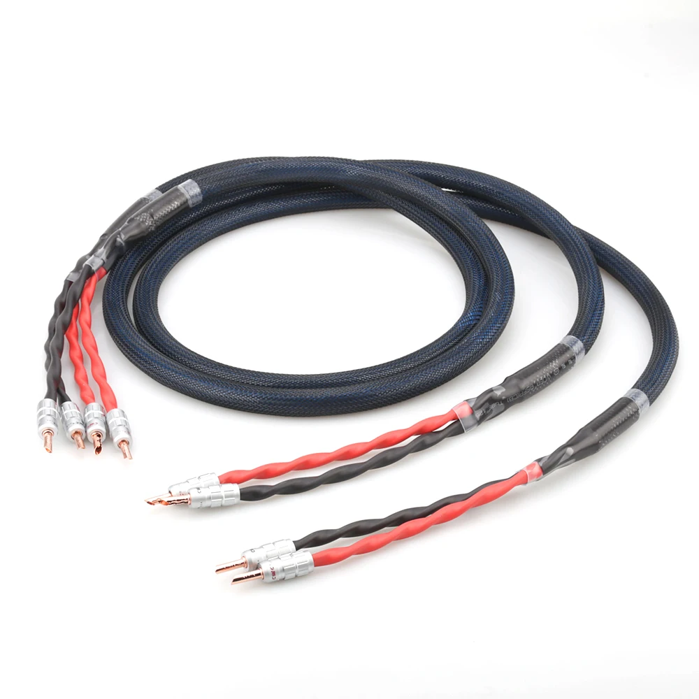 

One Pair Copper Silver plated Speaker Cable With Red Copper Plated Banana Connector