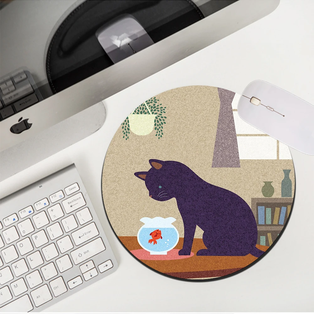 

MRGLZY 20X20/22X22CM Drop Shipping Kawaii Mouse Pad PC Gaming Accessories Cute Black Cat Small MousePads Carpets Rubber Desk Mat