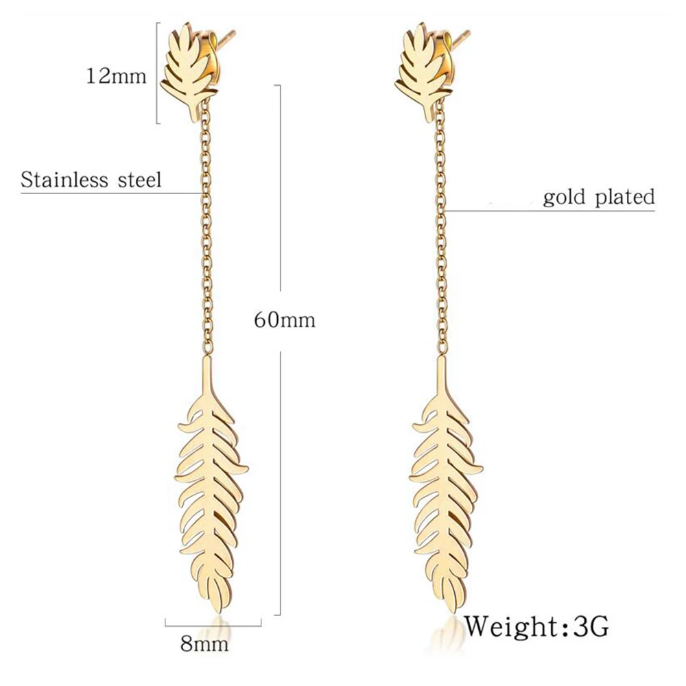 Fashion Woman Pendientes Mujer Moda 2019 Korean Feather Earrings Kolczyki Stainless Steel Luxury Jewelry Earring For Women Gift