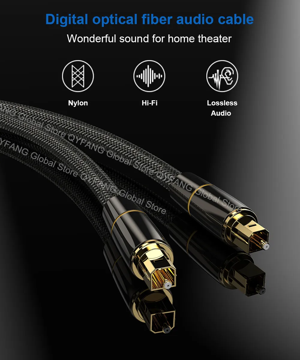 Optisches Audiokabel, digitales Glasfaserkabel, Toslink, 1 m, 5 m, 10 m, SPDIF-Koaxialkabel für Verstärker, Player, PS4, Soundbar-Kabel – Detail 1