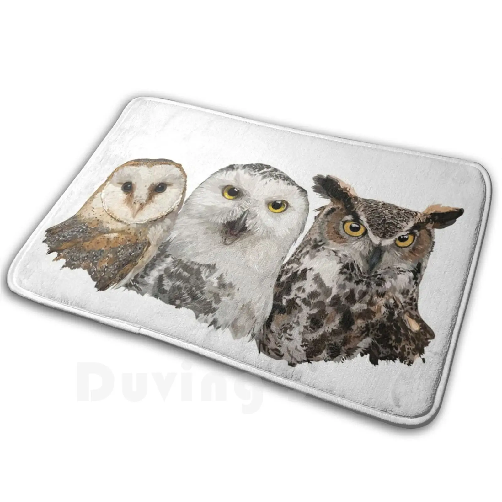 Owls And Owl Mat Rug Carpet Anti-Slip Floor Mats Bedroom Snowy Owl Owl Schneeeule Harfang Harfang Des Neiges Gufo Gufo Delle