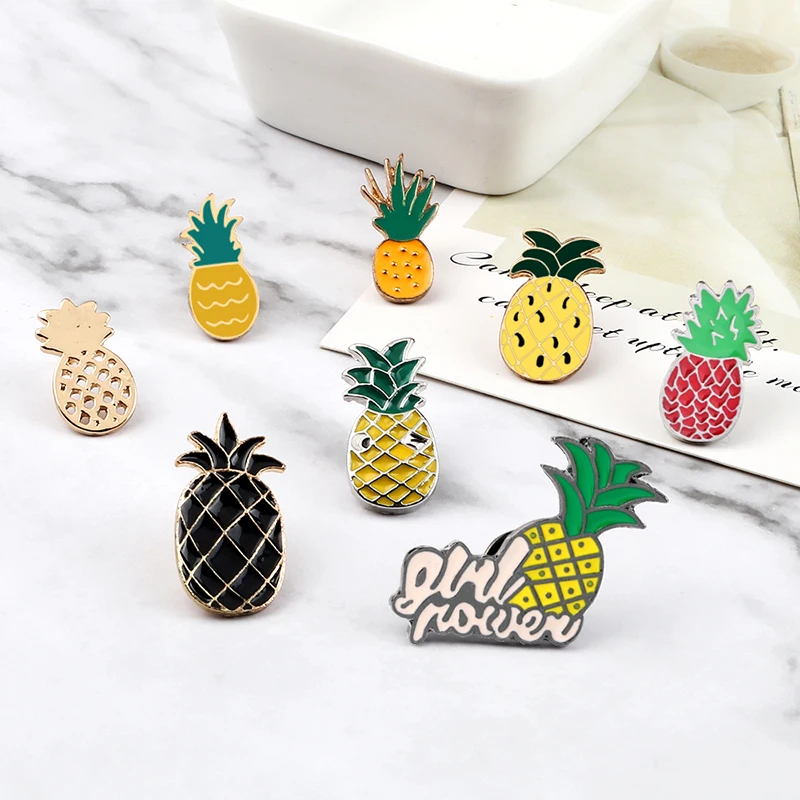 Fashion Fruits Brooches Enamel Pins Cartoon Cute Small Pineapple Badge Custom Bag Lapel Denim Pin Jewelry Gifts for Kids Friends