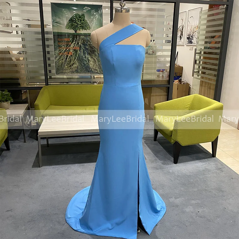 Vestidos De dama De Honor sencillos De un hombro, Vestido largo De fiesta De boda con abertura lateral De sirena Rosa rubor, vestido De dama De Honor,vestidos de fiesta para bodas