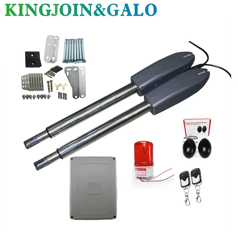 400kg Swing Door Gate Linear Actuator Motors Kit 2 Transmitter With Photocell Alarm Lamp