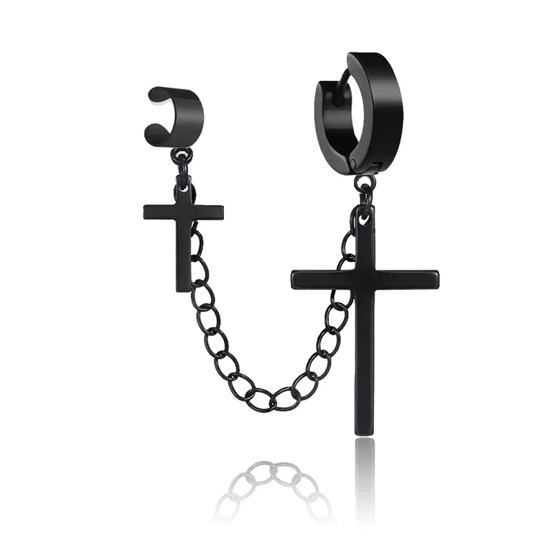 1 Stück Männer Frauen Punk Gothic Kreuz Übertrieben Klassische Metall Christian Kette Tropfen Baumeln Ohrringe Straße Hip Hop Schmuck Kpop – Detail 2
