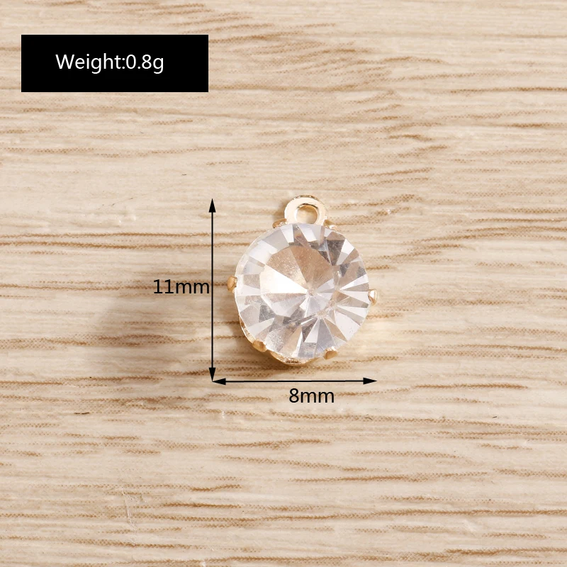 30 stücke 8*11mm Kleine Kristall Charms Anhänger Runde Form Charme Für Schmuck Machen Handwerk DIY Handgemachte Halskette ohrring Zubehör – Detail 1
