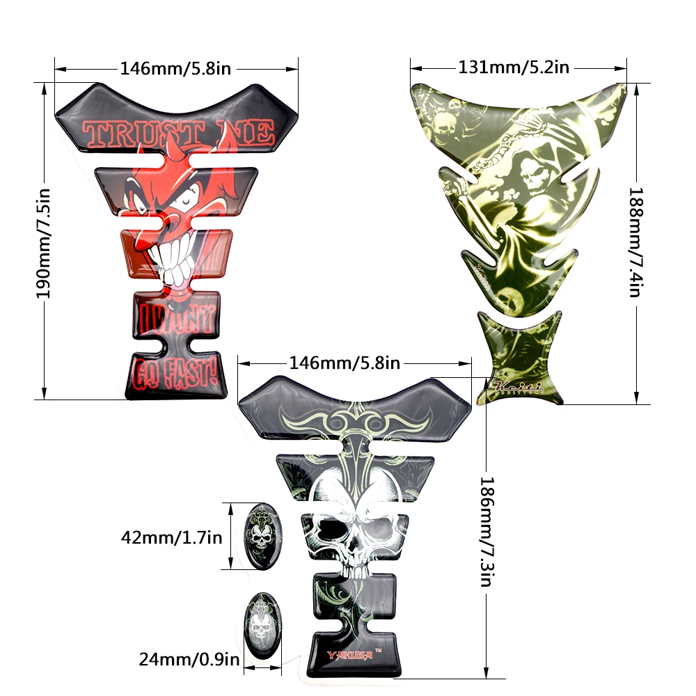 BKBAT 스즈키 gsr 750 하야부사 밴딧 1200 gsr 750 gsxr 1000 용 3D 오토바이 데칼 탱크 패드 프로텍터 스컬 레이싱 카 스티커