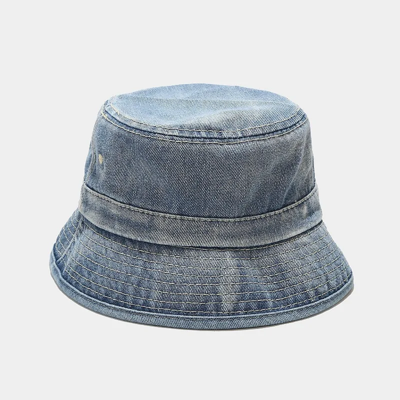 LDSLYJR Denim Solid Bucket Hat Fisherman Hat Outdoor Travel Sun Cap Hats for Men and Women 351