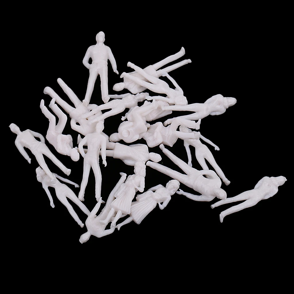 20pcs 1/50 scale model white figures/people for train layout
