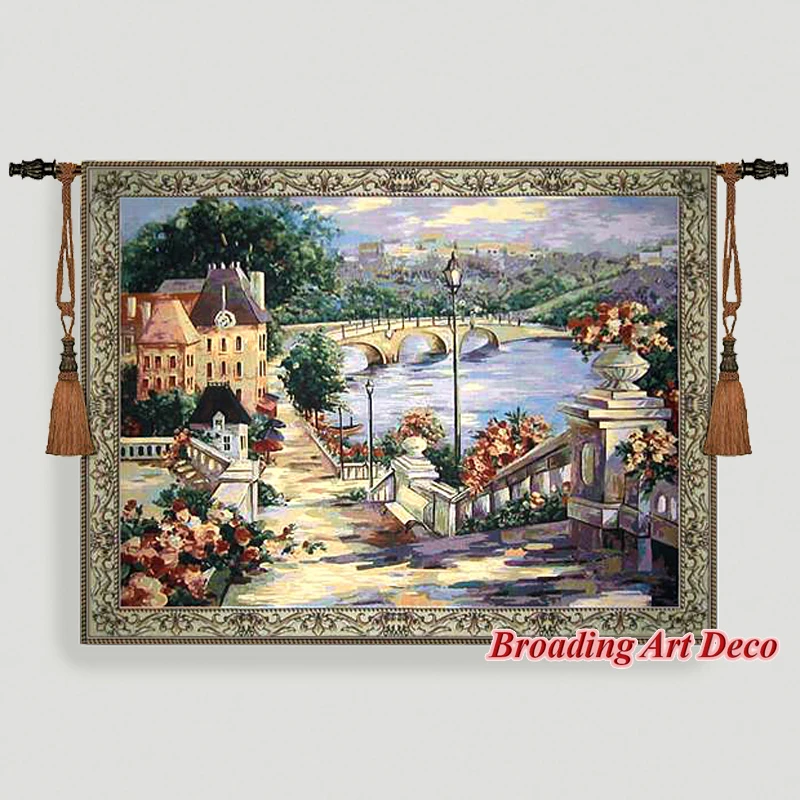 

Beautiful Lake View Jacquard Weave Tapestry Wall Hanging Gobelin Home Art Textile Decoration Aubusson Cotton 100% Size 139x106cm