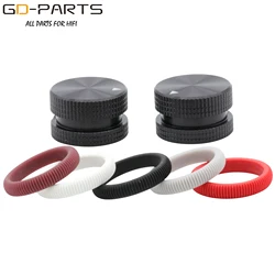 25*15.5mm Machined Solid Full Aluminum Knob With Rubber Ring 6mm Hole For Hifi Audio Guitar AMP DAC Speaker 1PC