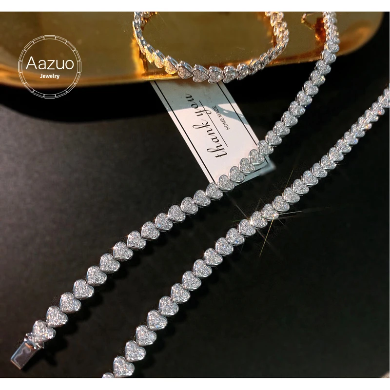 

Aazuo Real 18K White Gold Real Diamonds 2.80ct Luxury Heart Bracelet For Woman Upscale Trendy Wedding Engagement Party Au750