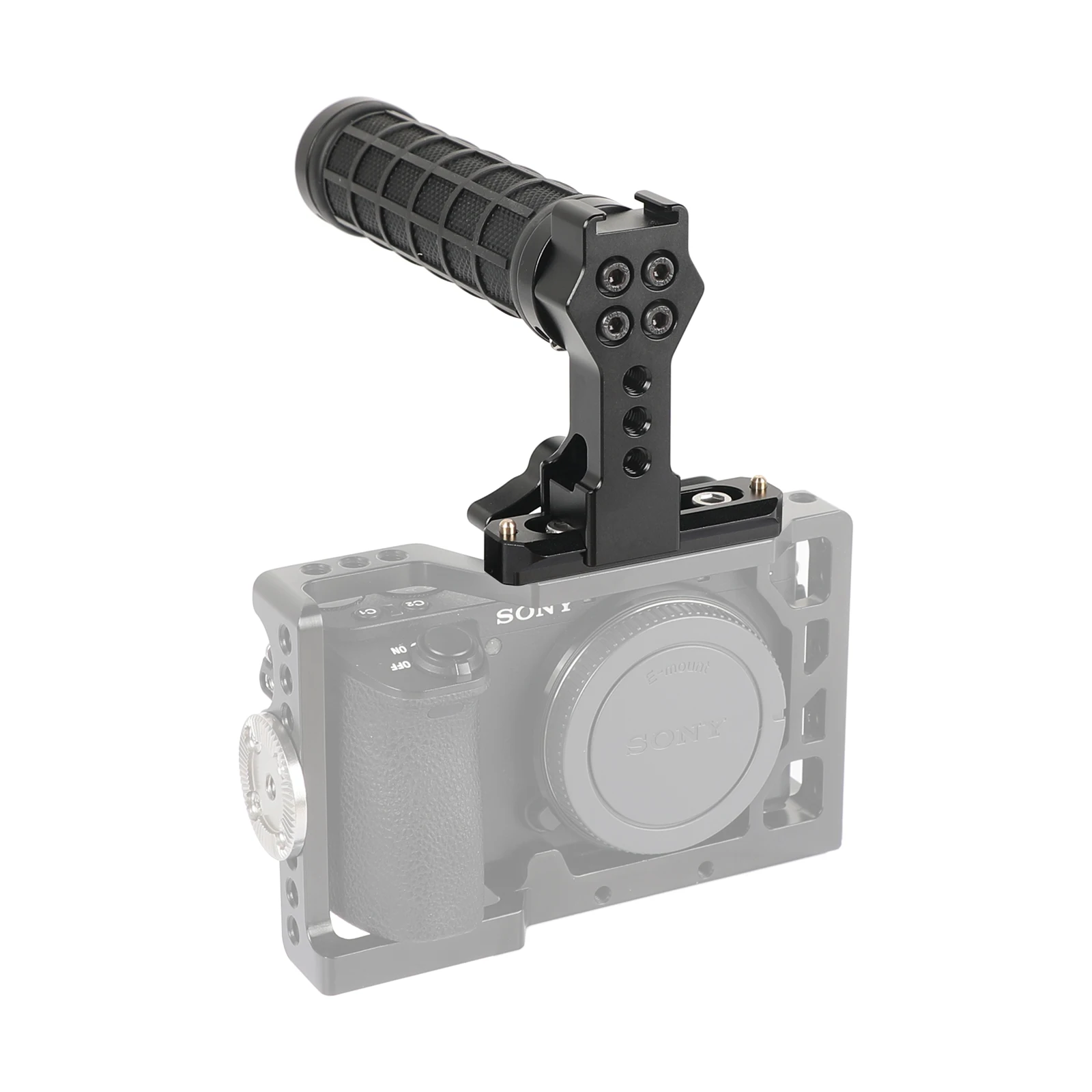 CAMVATE-empuñadura superior NATO de liberación rápida (cubierta de goma) con riel de seguridad NATO de 70mm para sistema de soporte de aparejo de jaula de cámara DSLR