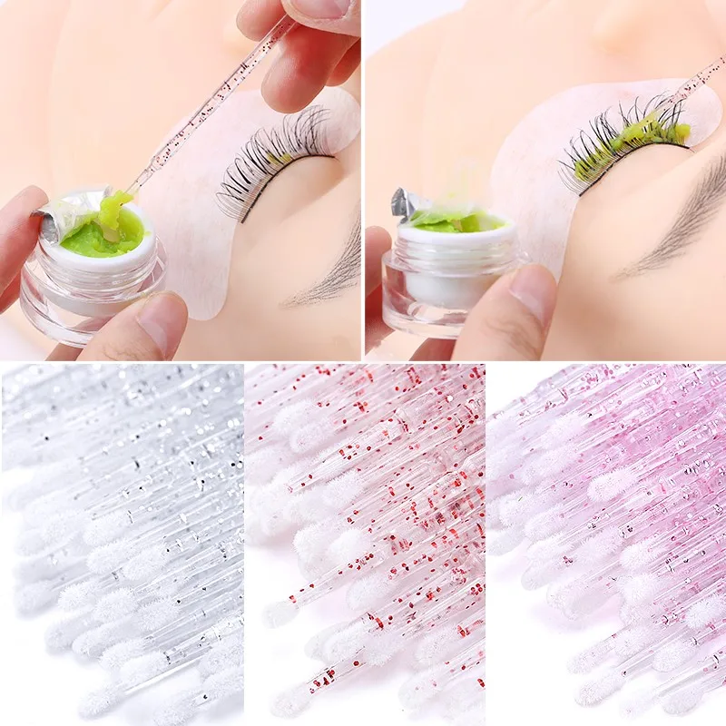 100pcs Disposable Crystal Micro Brush Mascara Wands Applicator Lash Removing Swab Makeup Brushes For Eyelash Extension Tools