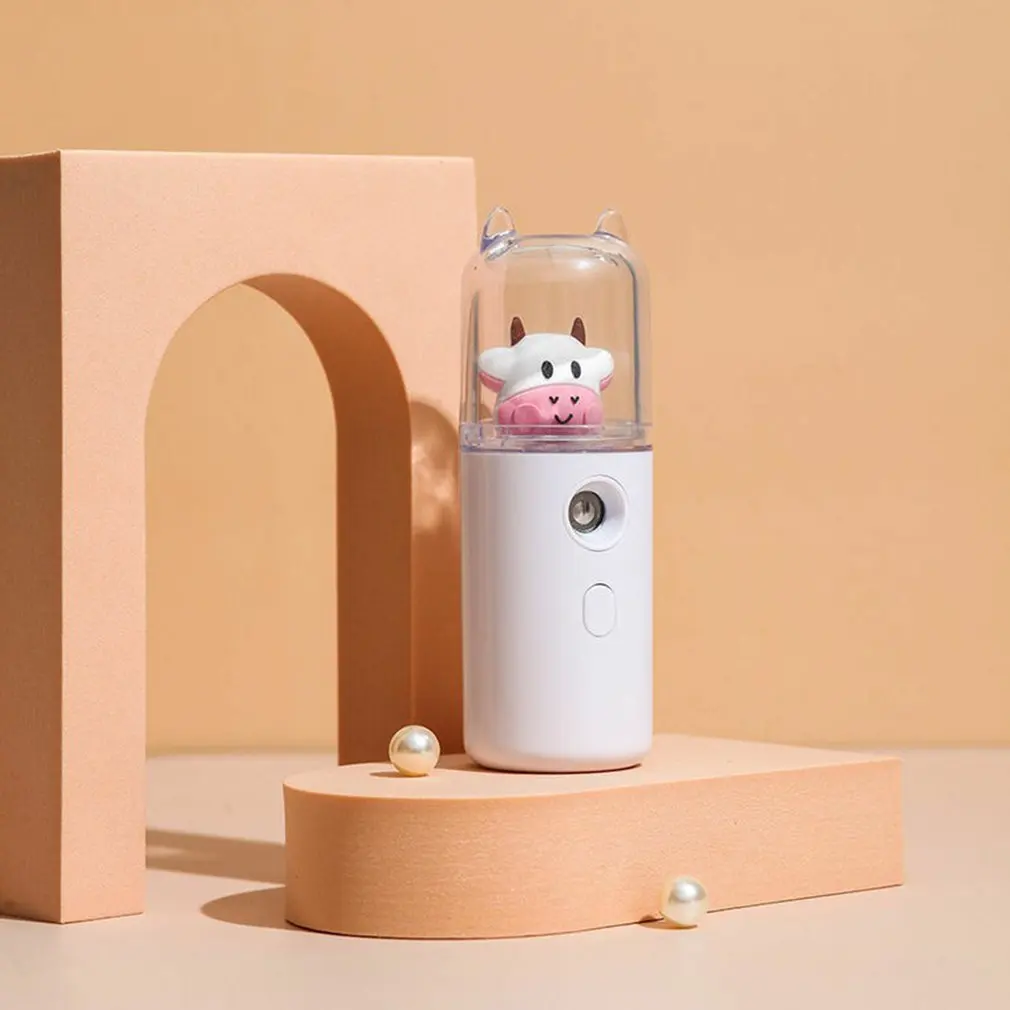 Cute Cow umidificatore portatile trucco femminile strumento di rifornimento dell'acqua palmare USB donne profumo alcool Nano spruzzatore
