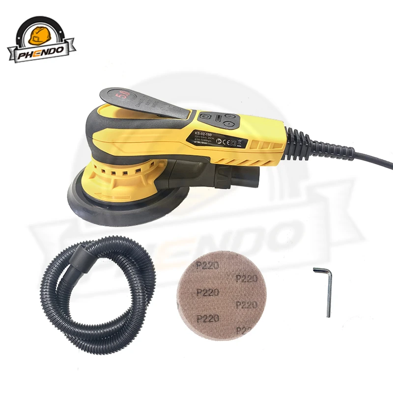 PHENDO Multi-function Brushless 350W Random Orbital Sander Variable Speed Corded Polisher For Finishing Corners Car Wood