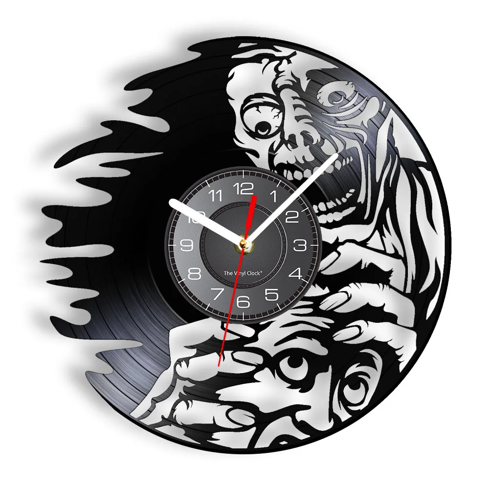 Dead Creepy Zombie Vinyl LP Record Wall Clock Shadows Of The Scary Halloween Home Decor Wall Watch Horror Dark Art Timepieces