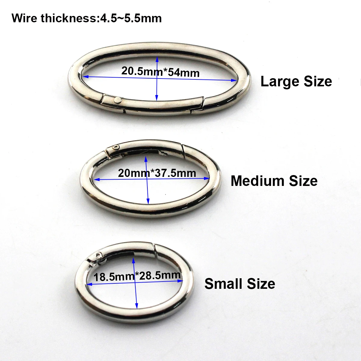 1x Metal Oval Ring Snap Hook Spring Gate Trigger Clasps Clips for Leather Craft Belt Strap Webbing Keychain Hooks S/M/L