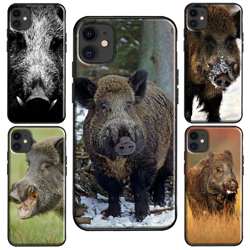 Animal Wild Boar Case For iPhone 11 14 Pro Max XS X XR 7 8 Plus SE 2020 For iPhone 12 Pro Max 13 mini Coque