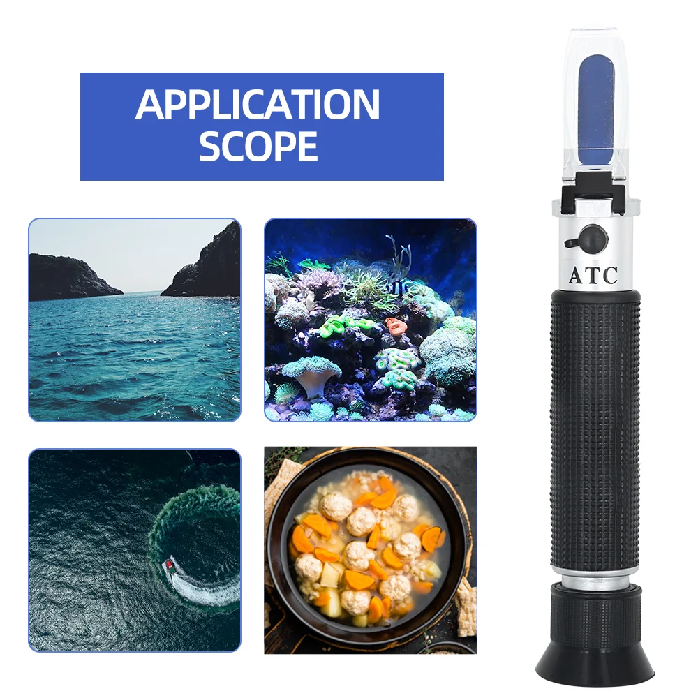 0-10% Salinometer Salty Refractometer Salinity Salt Concentration 1.000-1.070SG Salty Analyzer ATC For Aquarium Seawater Food