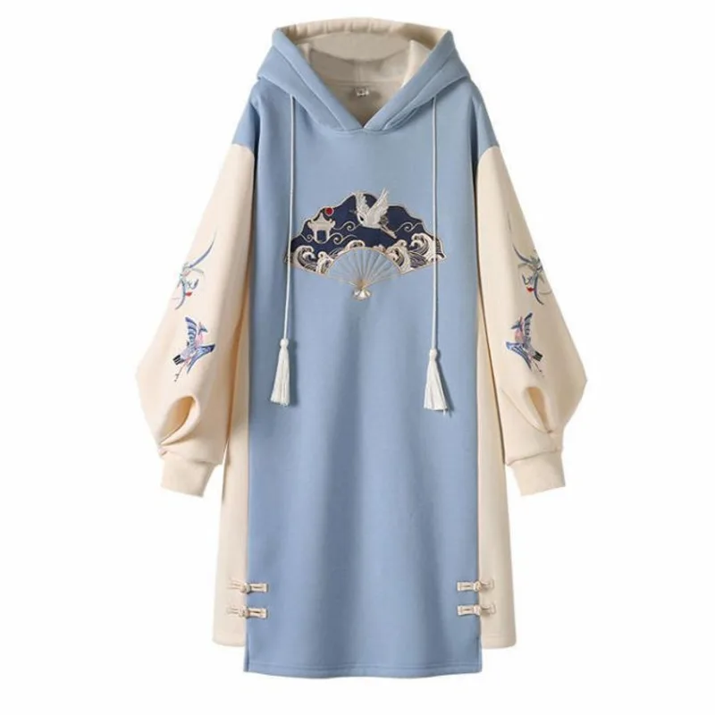 Vintage Casual Women Kawaii Hoodie Chinese Style Sweatshirts Harajuku Moletom Loose 2022 Sudaderas Con Capucha Ropa Mujer