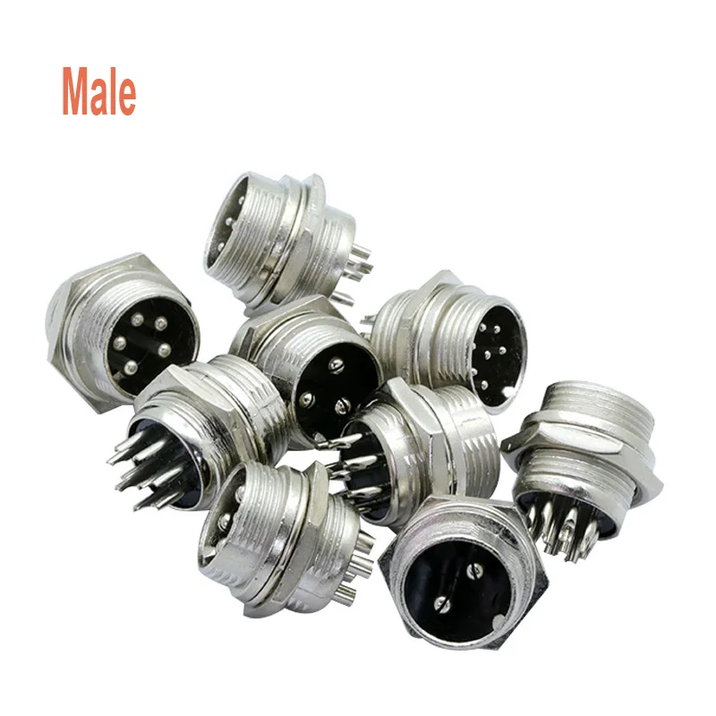 100pcs/lot GX16 Aviation Plug Jack Male & Female 2/3/4/5/6/7/8/9/10Pins 16mm L70-78 Circular Socket Panel XLR Wire Connector