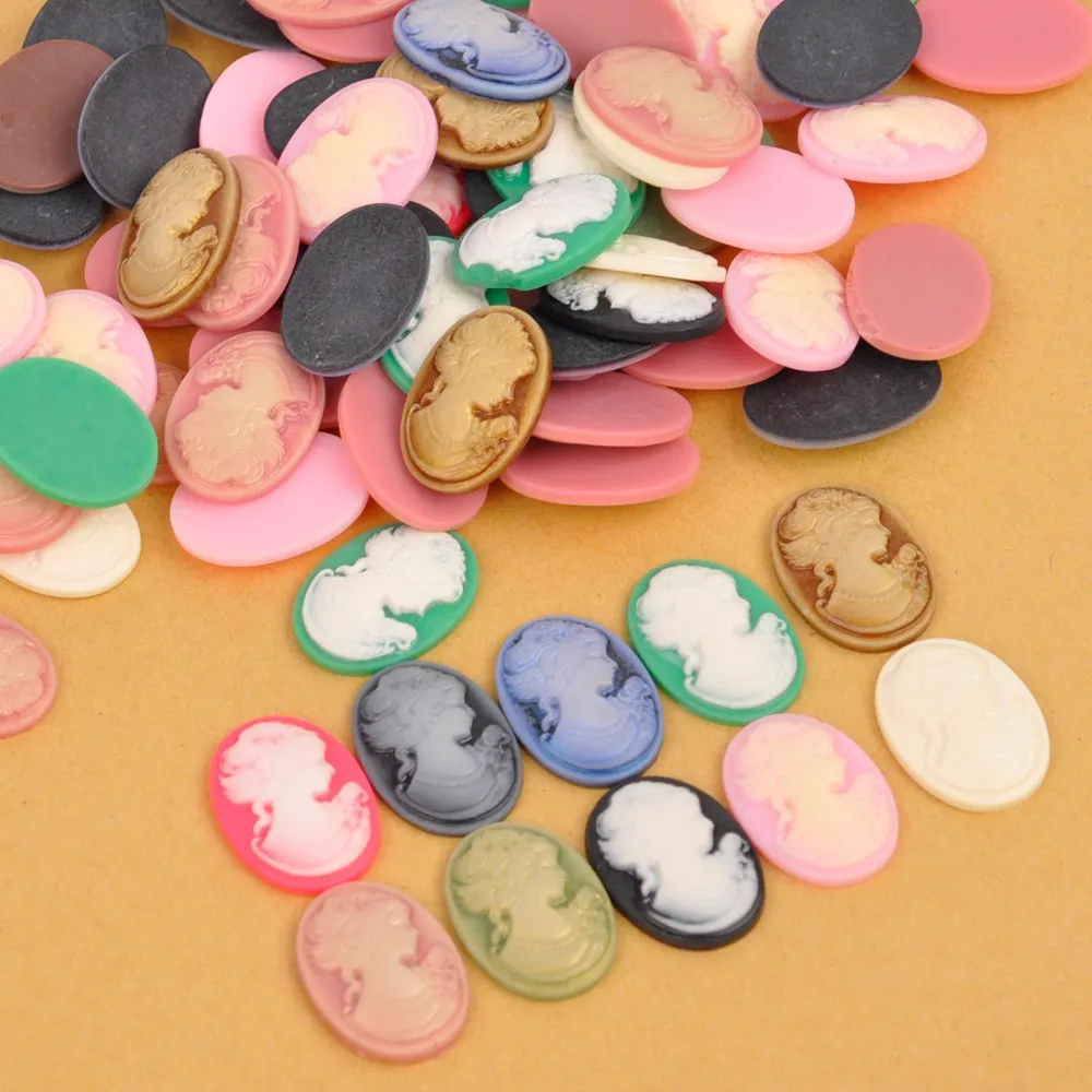 

100Pcs Mixed Resin Beauty Head Cabochon Flatback Crafts Frame Scrapbook For Pendant DIY Embellishments Accessories FBC-06