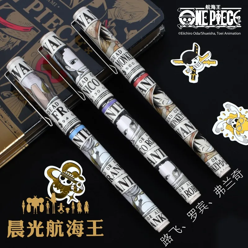 M&G One Piece Anime Cartoon 0.5mm Full Syringe Pen Head Straight Liquid Signature Gel Pen Writing Diary Notes Stationery Student
