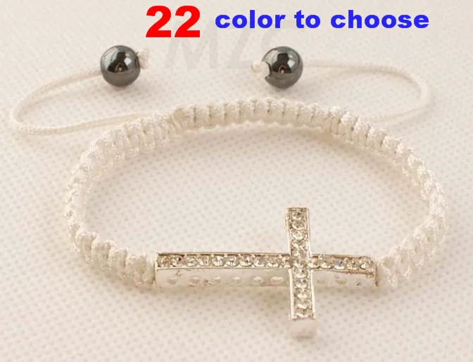 Cheapest cross men  gift+new+best gift Silver plated SWN sideways rhinestone crystal cross crystal  bracelet fgnju57