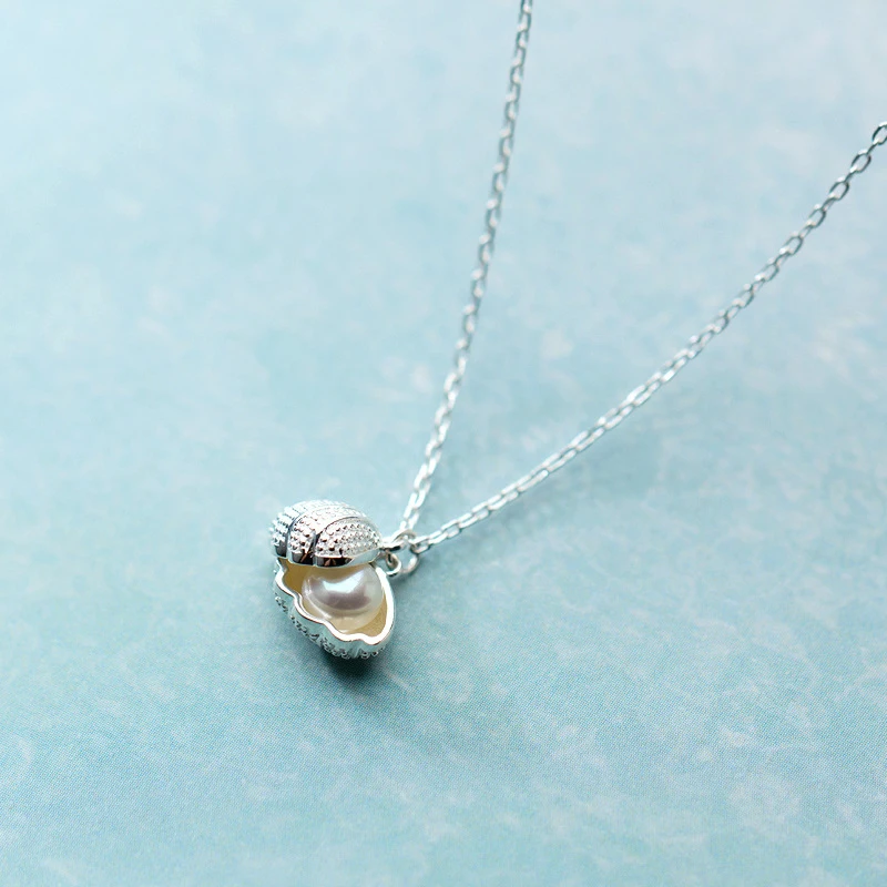 Modian nowy solidna 925 Sterling Silver naturalna perła słodkowodna Shell modny naszyjnik wisiorki dla kobiet klasyczny urok biżuterii