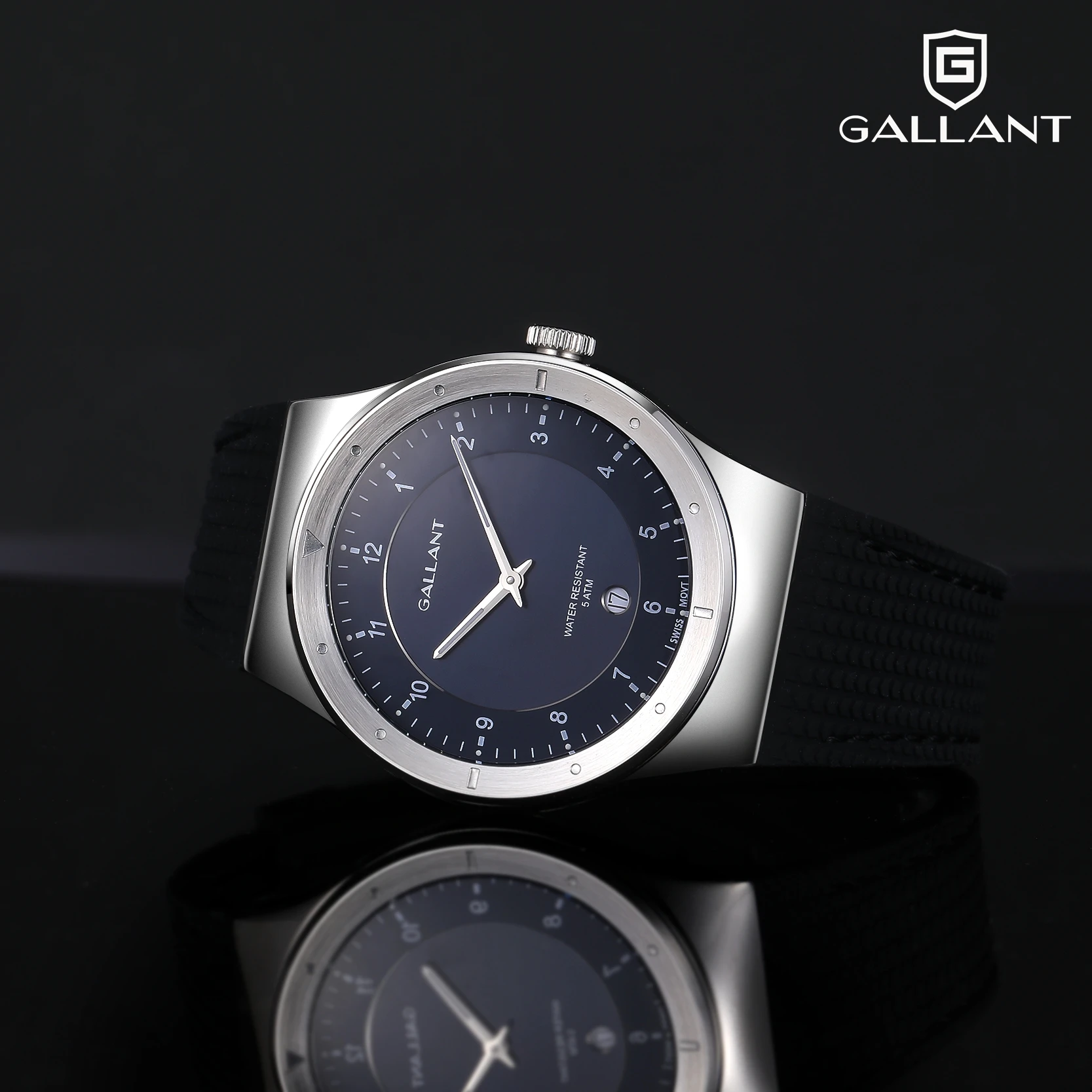 GALLANT – montre à Quartz suisse pour hommes, élégante, en acier inoxydable, luxe, 5atm, bracelet en Silicone, 40mm