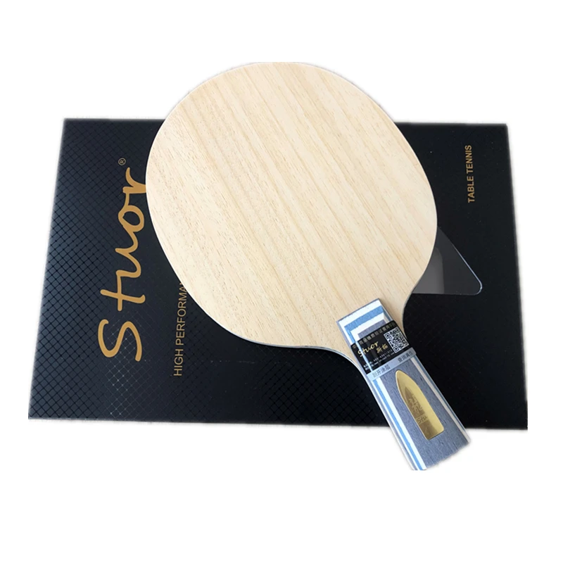 Stuor-Hoja de tenis de mesa de fibra de carbono azul, accesorio ligero para raqueta de Ping Pong, con logotipo dorado, 7 capas, nuevo agarre