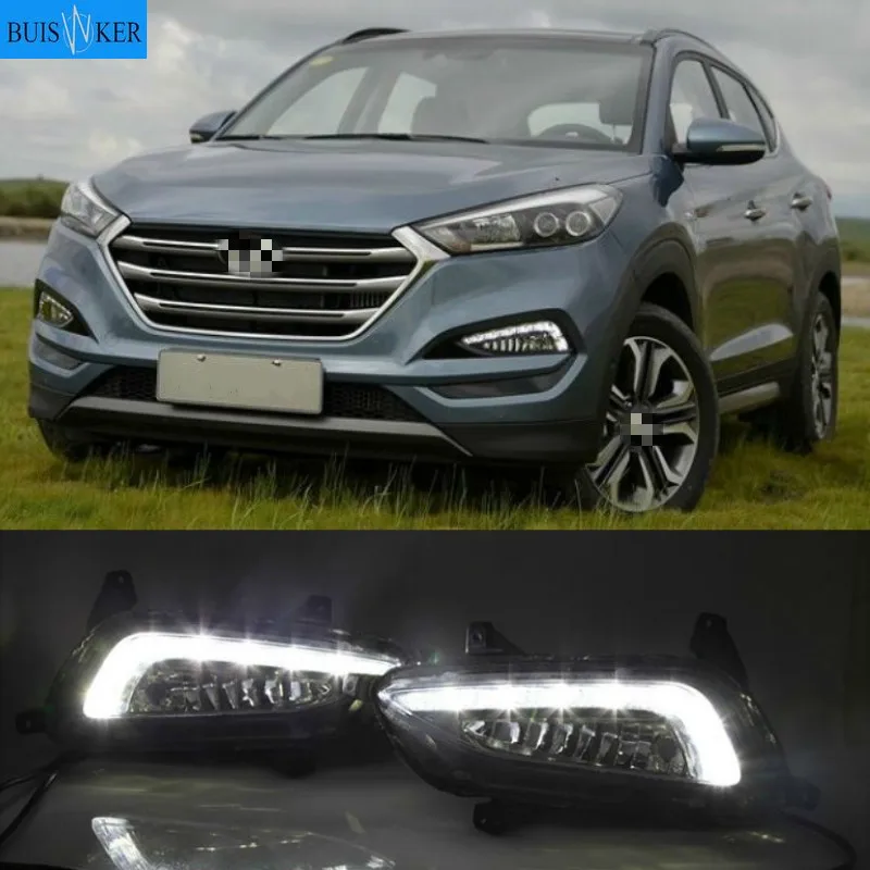 White Led Drl For Hyundai Tucson 2015 2016 2017 2018 Daytime Running Lights Daylight 12V Fog Lamp Cover Car Styling Accessories