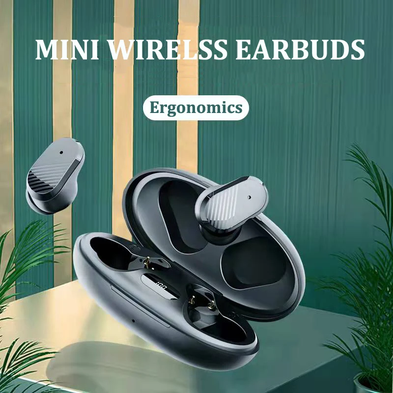 Ergonomics Bluetooth Earbuds Mini Wireless Headphones IPX 5 Waterproof Earphones with Music Track Volume Control Voice Assistant