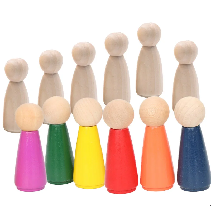 

Набор из 6 игрушек «сделай сам» по методике Монтессори, 65 мм, Набор игрушечных колышков для кукол ручной работы, фигурки для украшения дома, деревянные неокрашенные поделки