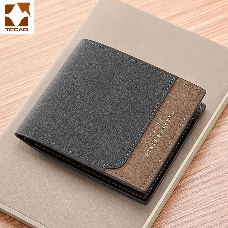 men's wallet Casual small carteiras wearproof dollar thin purse patchwork black/brown/coffee man wallet PU leather mini cuzdan