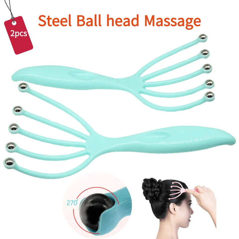 

New style Head Massager Neck Massage Steel Ball Massage Octopus Scalp Relaxation Five Finger Personal Massager