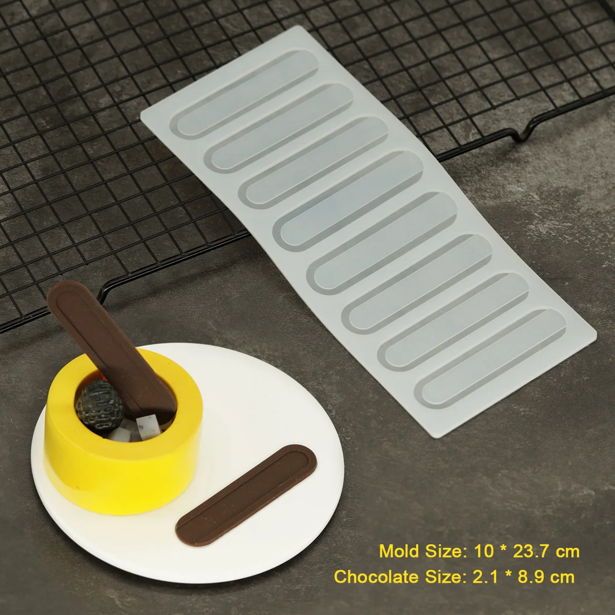 Flat Bar Shape Chocolate Mold Thin Stripe Shape Silicone Mould For Cake Edge Decorating DIY Dessert Garnish